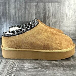 Pawz Platform Slippers Womens 10 Chestnut Brown NWT Cozy Faux Fur Clog Mules